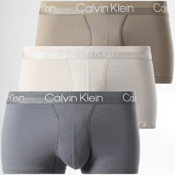 Calvin Klein - Juego de 3 bóxers de estructura moderna NB2970A Beige claro Beige oscuro Gris marengo