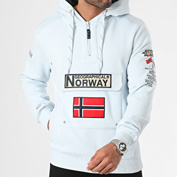 Geographical Norway - Gymclass Felpa azzurra con cappuccio e collo a zip
