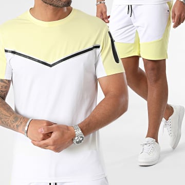 Zayne Paris  - Set di T-shirt e pantaloncini da jogging gialli e bianchi