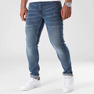 Classic Series - Slim Red Light Destroy Blue Denim Jeans