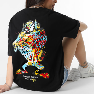Looney Tunes - Camiseta Taz Graff negra grande para mujer