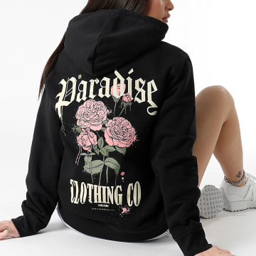 Luxury Lovers - Paradise Roses Clothing Felpa con cappuccio da donna, nero