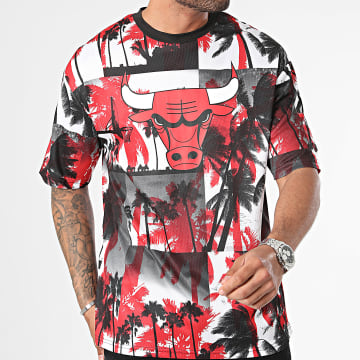 New Era - Oversize Palm Tree Mesh Tee Shirt Chicago Bulls 60502576 Blanco Rojo Negro