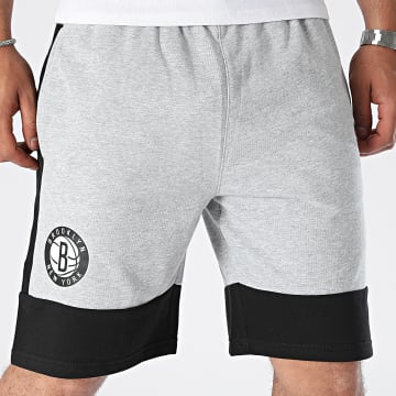 New Era - Short Jogging A Bandes NBA Colour Block Brooklyn Nets 60502655 Gris Chiné Noir