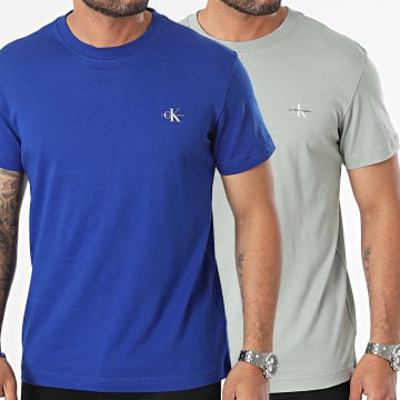 Calvin Klein - Lot De 2 Tee Shirts 0199 Vert Clair Bleu Roi