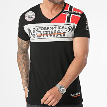 Geographical Norway - T-shirt Jidney con scollo a V Nero