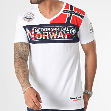 Geographical Norway - Tee Shirt Col V Jidney Blanc