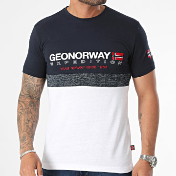 Geographical Norway - Tee Shirt Jdouble Bleu Marine Blanc