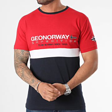 Geographical Norway - Jdouble Tee Shirt Rosso Blu Navy