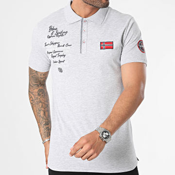 Geographical Norway - Polo Manches Courtes Kancre Gris Chiné