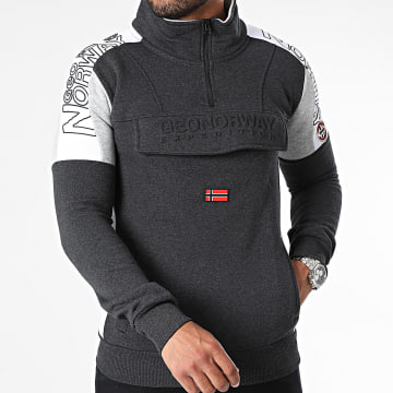 Geographical Norway - Sweat Col Zippé Gris Anthracite