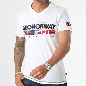 Geographical Norway - Tee Shirt Col V Blanc