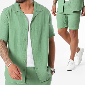 Mackten - Camicia a maniche corte e pantaloncini da jogging verde
