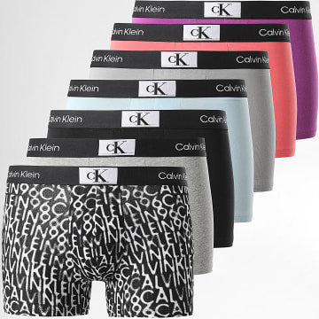 Calvin Klein - Lot De 7 Boxers Trunk Cotton Stretch 3582A Noir Gris Violet Bleu Rose