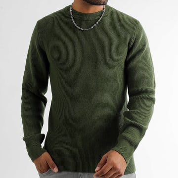 LBO - Pull Col Rond Mailles 1253 Vert Kaki
