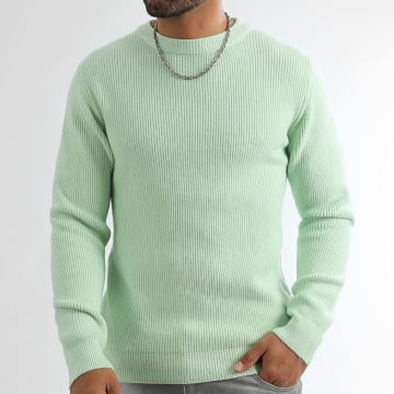 LBO - Pull Col Rond Mailles 1256 Vert Menthe