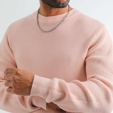 LBO - Pull Col Rond Mailles 1258 Rose Pale
