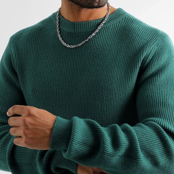 LBO - Pull Col Rond Mailles 1259 Vert Bouteille