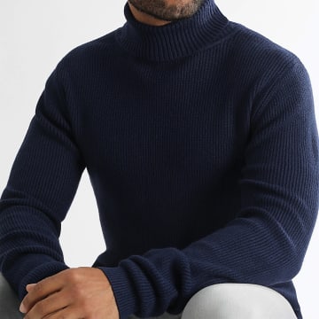 LBO - Pull Col Roulé Mailles 1267 Bleu Marine