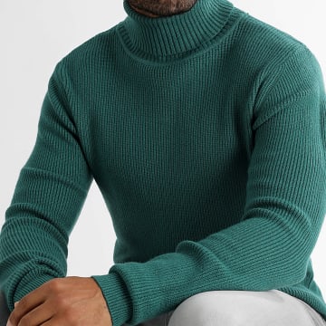 LBO - Pull Col Roulé Mailles 1271 Vert Bouteille