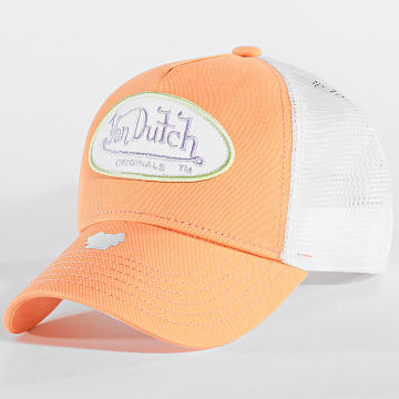 Von Dutch - Casquette Trucker Boston 7030425 Blanc Orange Clair