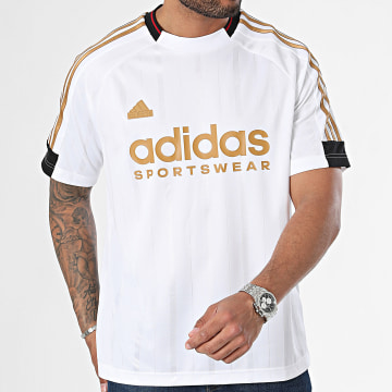 Adidas Performance - Tiro 8867 Camiseta de Fútbol Camel Blanca con Rayas