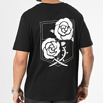 Attaque des Titans - Tee Shirt Oversize Large Garrison Roses Noir Blanc