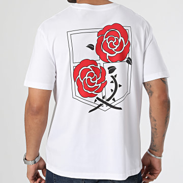 Attaque des Titans - Tee Shirt Oversize Large Garrison Roses Blanco