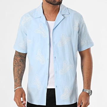 Frilivin - Chemise Manches Courtes Bleu Clair Blanc