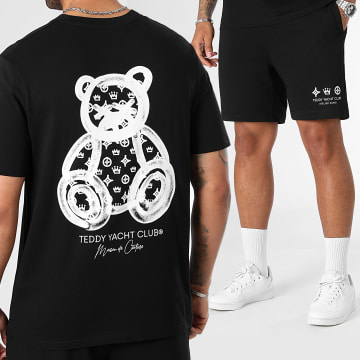 Teddy Yacht Club - Set di maglietta e pantaloncini da jogging Rush nero bianco Maison De Couture