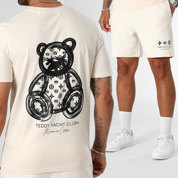 Teddy Yacht Club - Conjunto de camiseta y pantalón corto Atelier Paris Beige Negro
