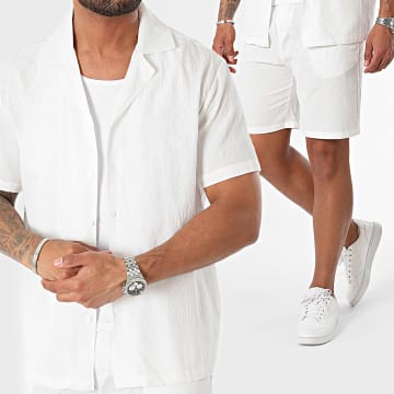 Frilivin - Ensemble Chemise Manches Courtes Et Short Jogging Blanc