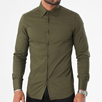 Frilivin - Camicia Super Slim a maniche lunghe Verde Khaki