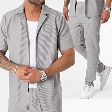 Frilivin - Ensemble Chemise Manches Courtes Et Pantalon Gris