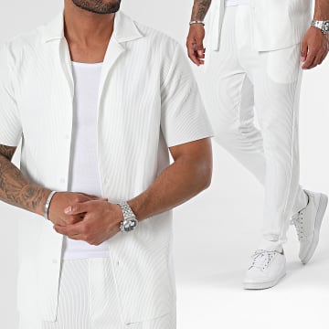 Frilivin - Set camicia e pantaloni a maniche corte bianco