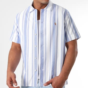 Polo Ralph Lauren - Original Player Camicia a maniche corte a righe bianche e blu