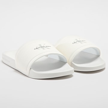 Calvin Klein - Claquettes Slide Institutional Metallic 1018 Bright White O Mushroom S Front
