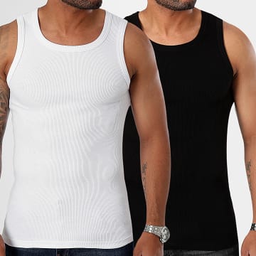 LBO - Lote de 2 camisetas sin mangas 3437 Negro Blanco