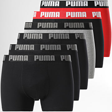 Puma - Lot De 6 Boxers 701227792 Gris Chiné Rouge Noir