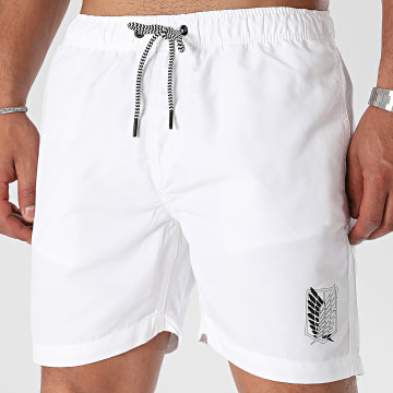 Attaque des Titans - Pantalones cortos de baño Survey Corps Logo Blanco Negro