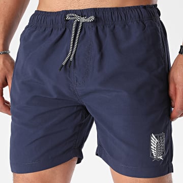 Attaque des Titans - Pantaloncini da bagno con logo Survey Corps Blu Navy Bianco