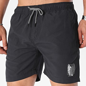 Attaque des Titans - Pantalones cortos de baño Survey Corps Logo Negro Blanco