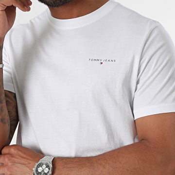 Tommy Jeans - Tee Shirt Slim Linear Chest 8555 Blanc