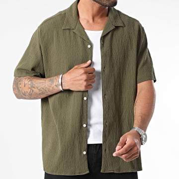 Jack And Jones - Chemise Manches Courtes Luke Crinkle Vert Kaki