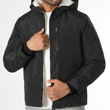 LBO - 1027 Black Hooded Jacket with Sherpa lining