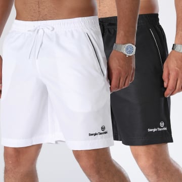 Sergio Tacchini - Set di 2 pantaloncini da jogging Rob 39172 nero bianco