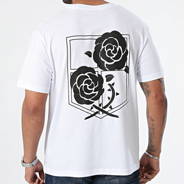 Attaque des Titans - Tee Shirt Oversize Large Garrison Roses Blanc Noir