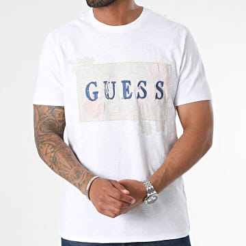 Guess - Tee Shirt M4YP16-KA7O0 Blanc Chiné