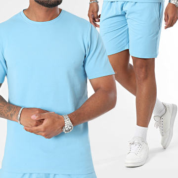 Black Industry - Set composto da maglietta oversize e pantaloncini da jogging blu chiaro