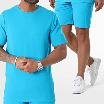Black Industry - Conjunto de camiseta oversize azul y pantalón corto de jogging